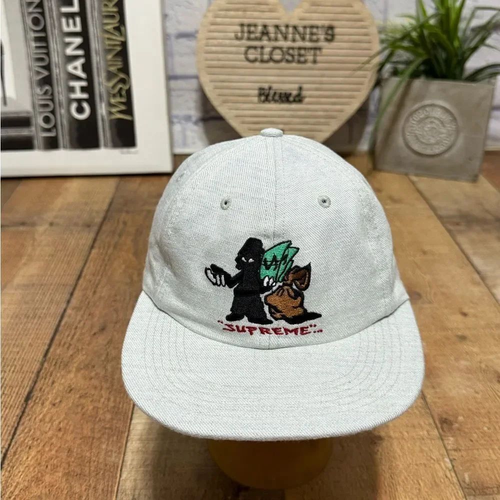 Supreme Grim Reaper Gray 6 Panel Embroidered Thief Hat With Damage To Strap